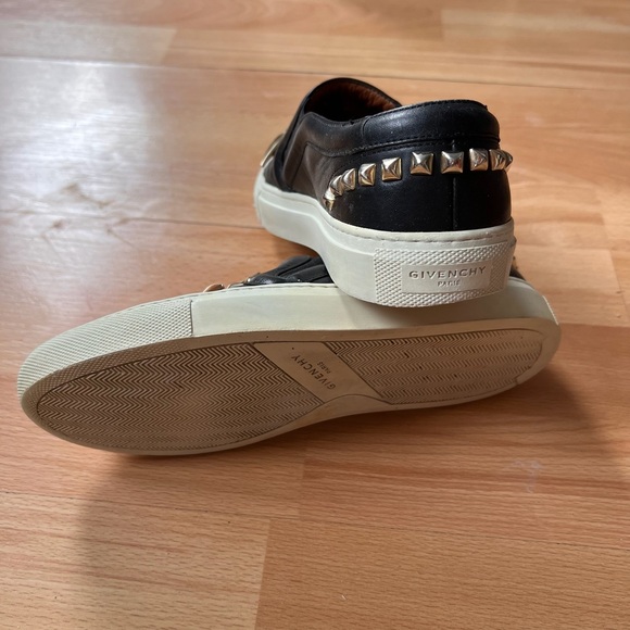 Givenchy Black Leather Slip-Ons with Gold stud embellishments Accents - Picture 6 of 14